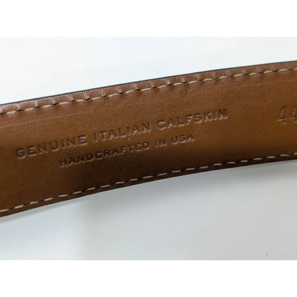 J. Hilburn Italian Calfskin  Leather Belt – Size 44 Navy Blue Silver Buckle